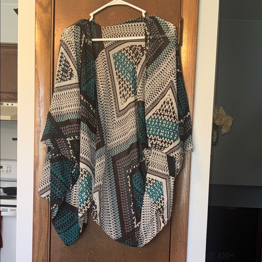 Blue and Black Oversized Boxy Blouse